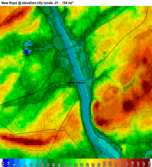 New Hope elevation map