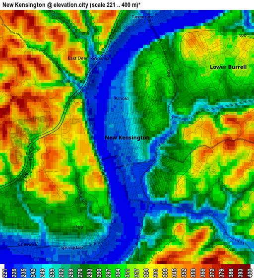 New Kensington elevation map