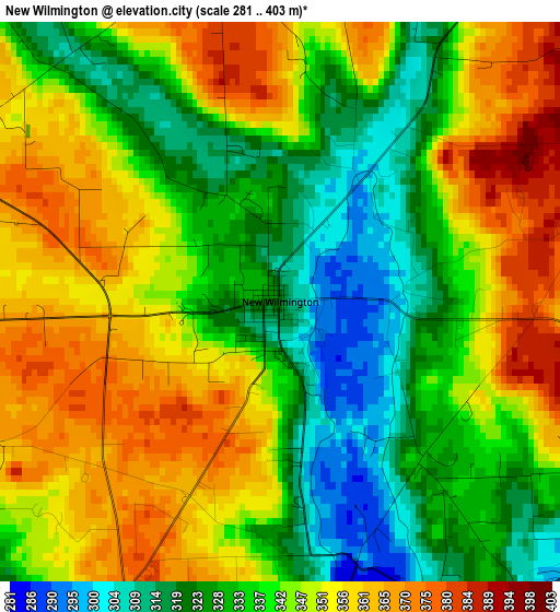 New Wilmington elevation map