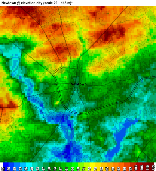 Newtown elevation map