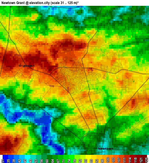 Newtown Grant elevation map