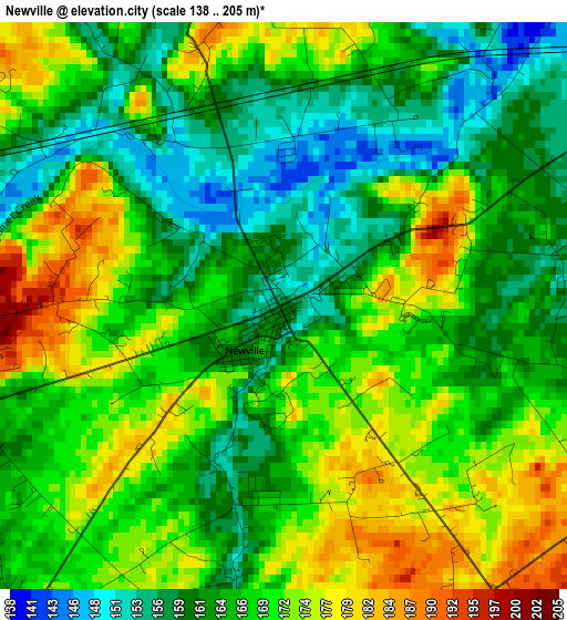 Newville elevation map