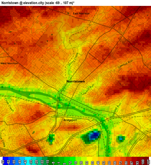 Norristown elevation map