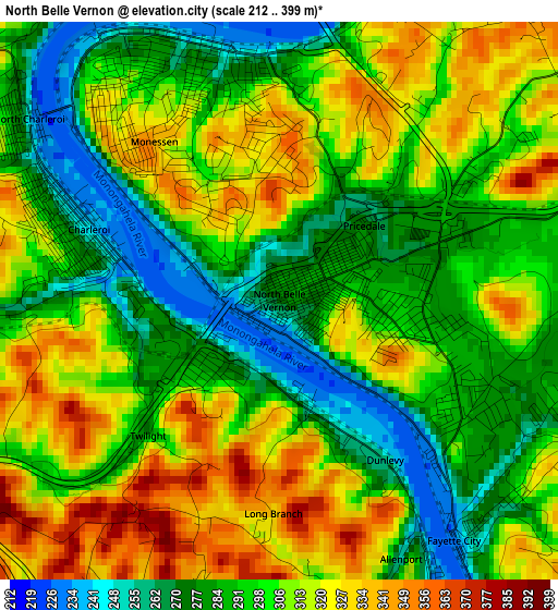 North Belle Vernon elevation map