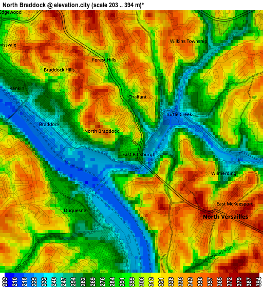 North Braddock elevation map