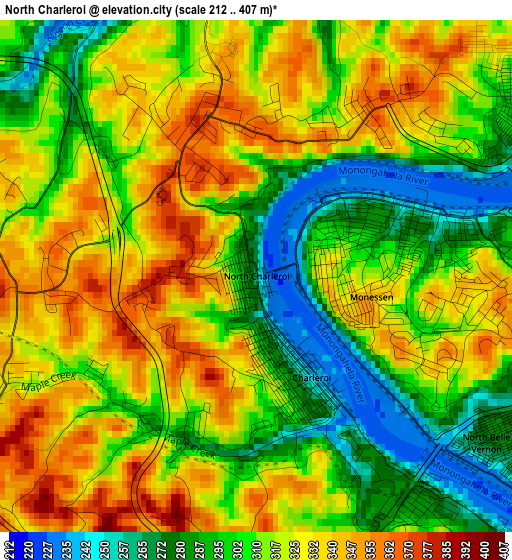 North Charleroi elevation map