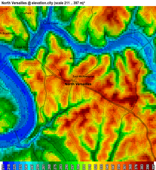 North Versailles elevation map