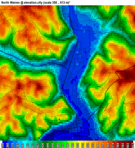 North Warren elevation map