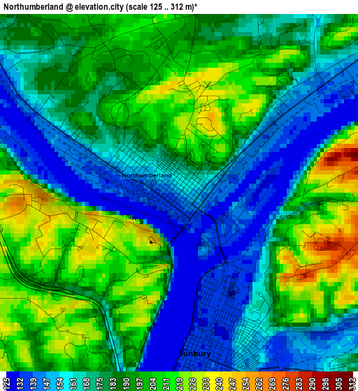 Northumberland elevation map