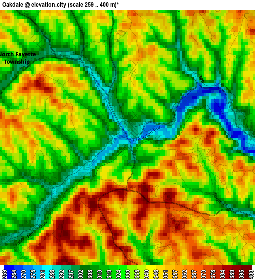 Oakdale elevation map