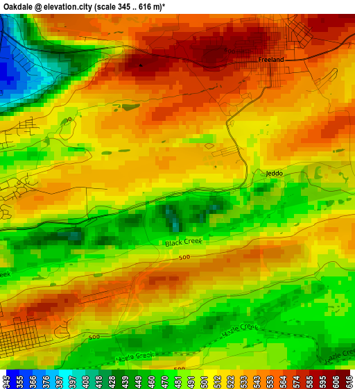 Oakdale elevation map