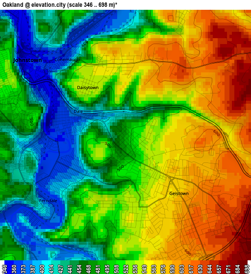 Oakland elevation map