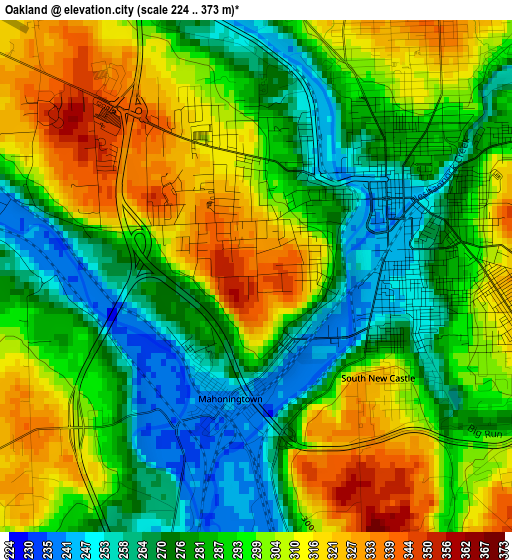 Oakland elevation map