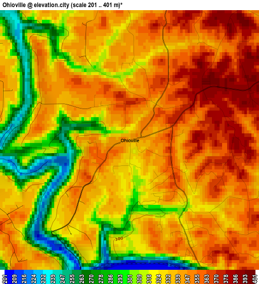 Ohioville elevation map