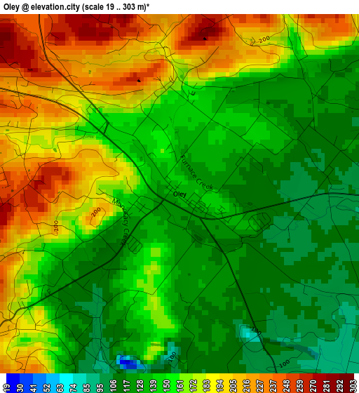 Oley elevation map