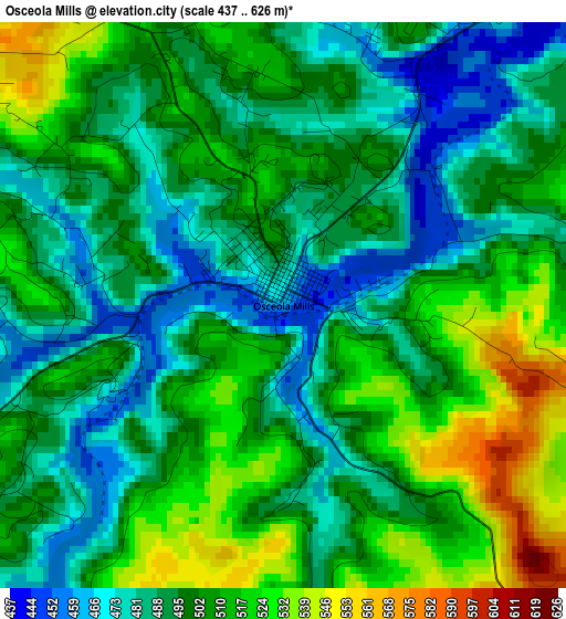 Osceola Mills elevation map