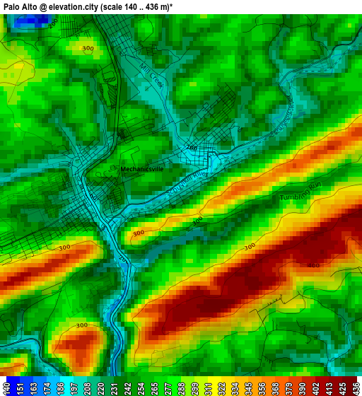 Palo Alto elevation map