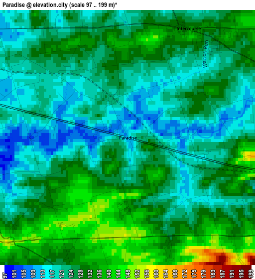 Paradise elevation map