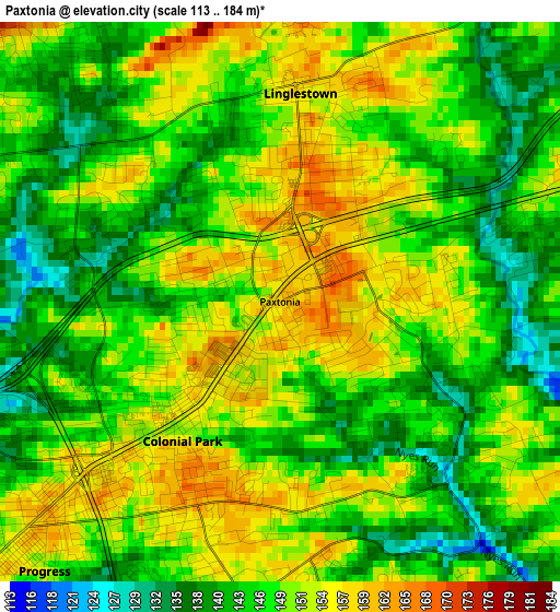 Paxtonia elevation map