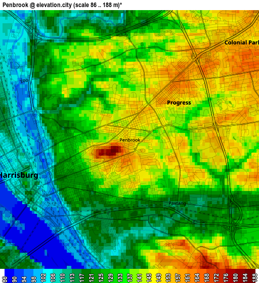 Penbrook elevation map