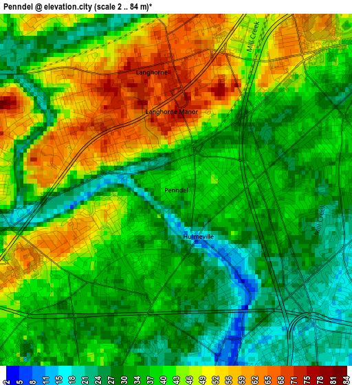 Penndel elevation map