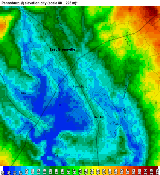 Pennsburg elevation map