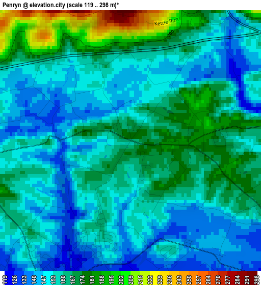 Penryn elevation map