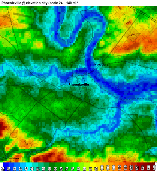 Phoenixville elevation map