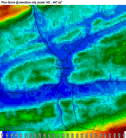 Pine Grove elevation map