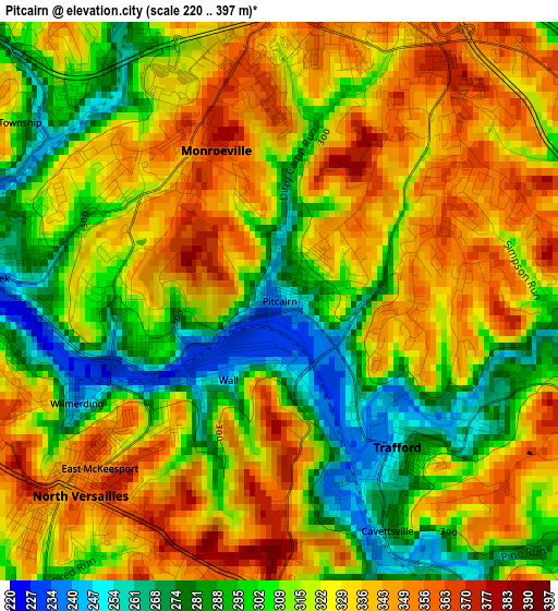 Pitcairn elevation map