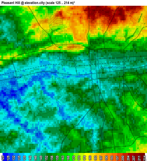 Pleasant Hill elevation map