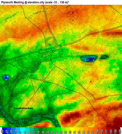 Plymouth Meeting elevation map