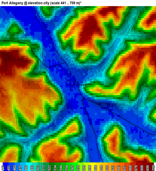 Port Allegany elevation map