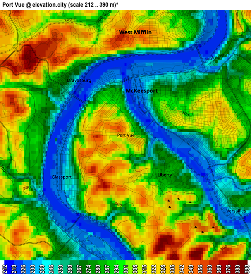 Port Vue elevation map