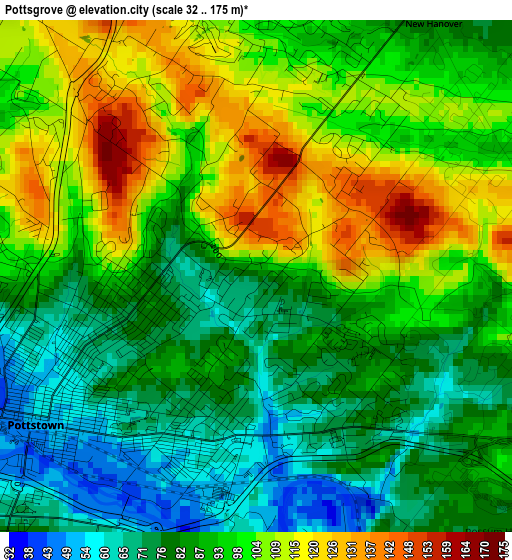 Pottsgrove elevation map