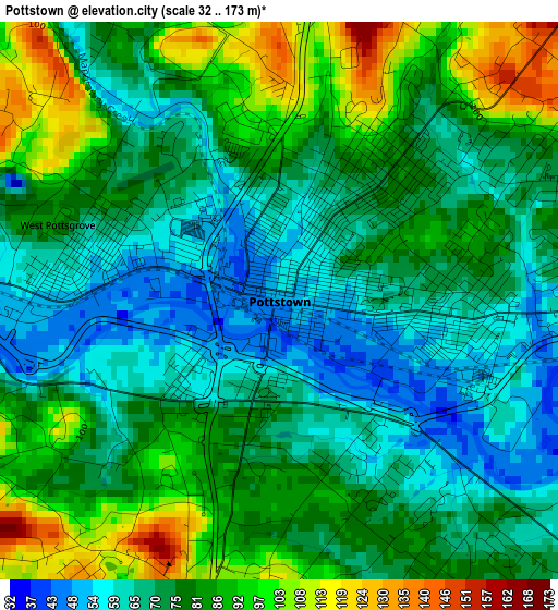 Pottstown elevation map