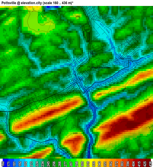 Pottsville elevation map