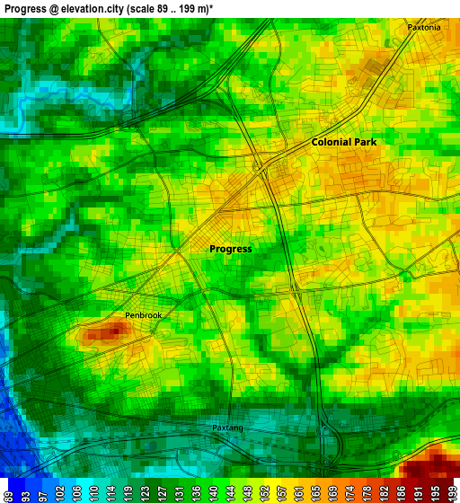 Progress elevation map