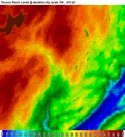 Pocono Ranch Lands elevation map