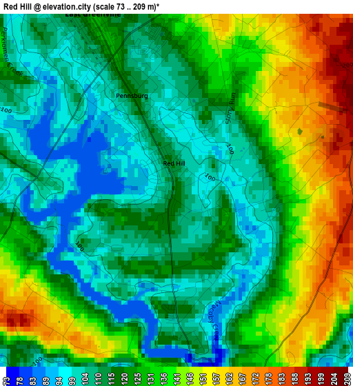 Red Hill elevation map