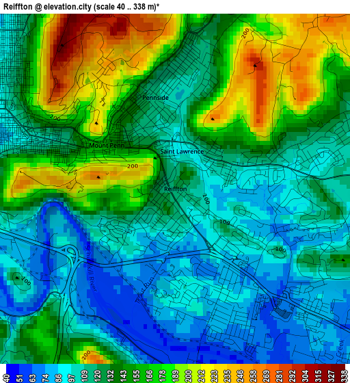 Reiffton elevation map