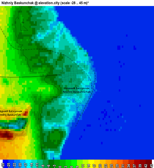 Nizhniy Baskunchak elevation map