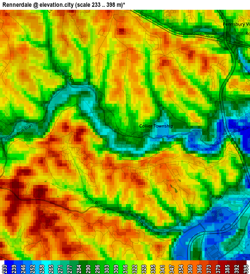 Rennerdale elevation map