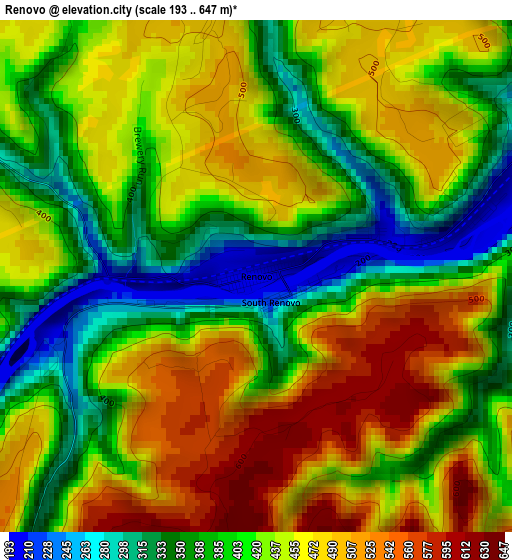 Renovo elevation map