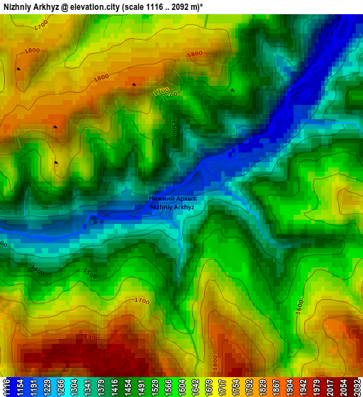 Nizhniy Arkhyz elevation map