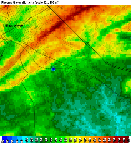 Rheems elevation map