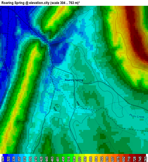 Roaring Spring elevation map