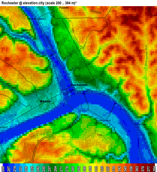 Rochester elevation map