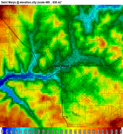 Saint Marys elevation map