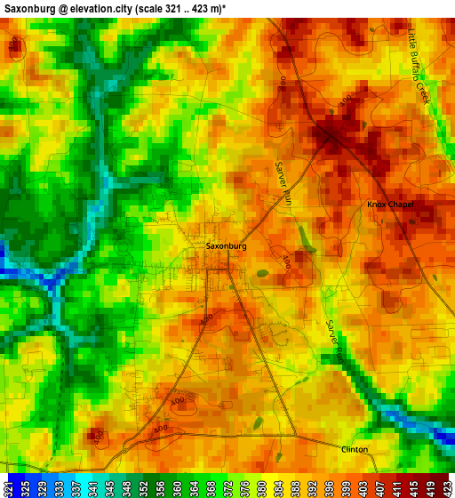 Saxonburg elevation map